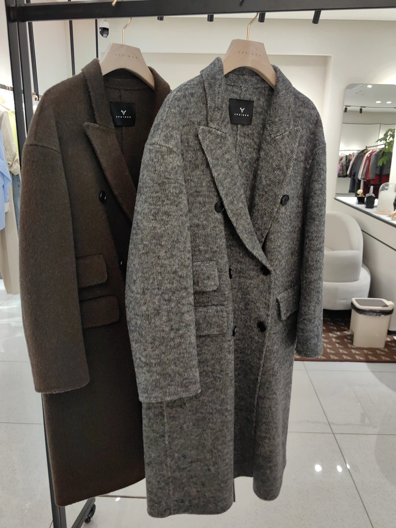 新款双面大衣人字纹休闲极简风气质外套