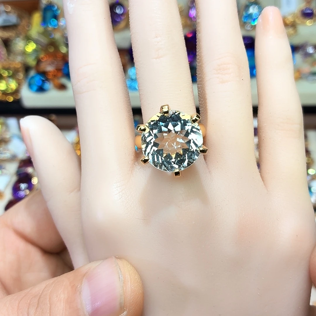 托帕石戒指银S925镶嵌