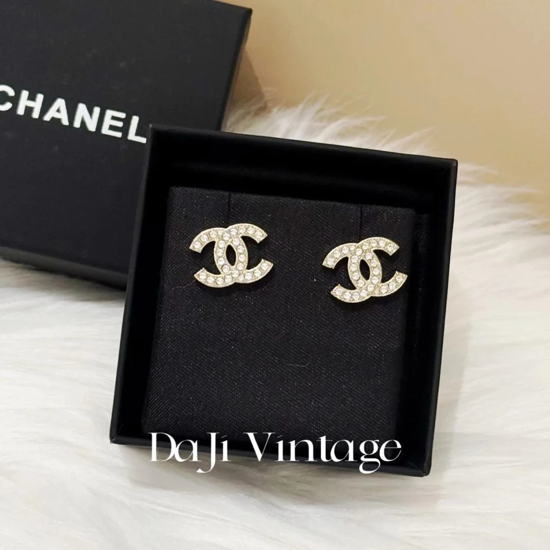 99新 Chanel/香奈儿 大吉中古/双c满钻耳钉