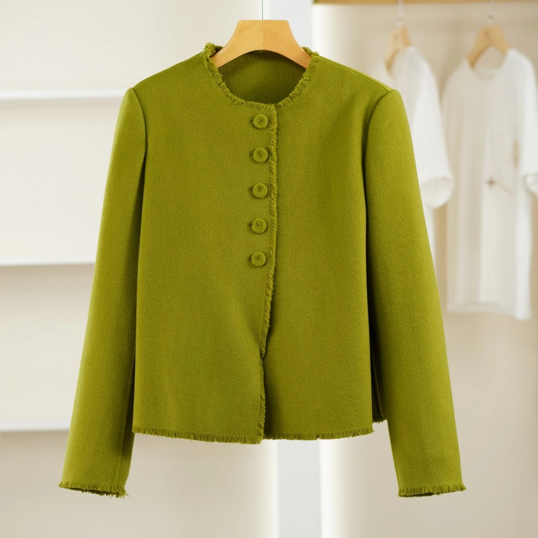 麦迪尚品【崔】5051266 气质简约纯色毛呢外套春秋女装商场同款