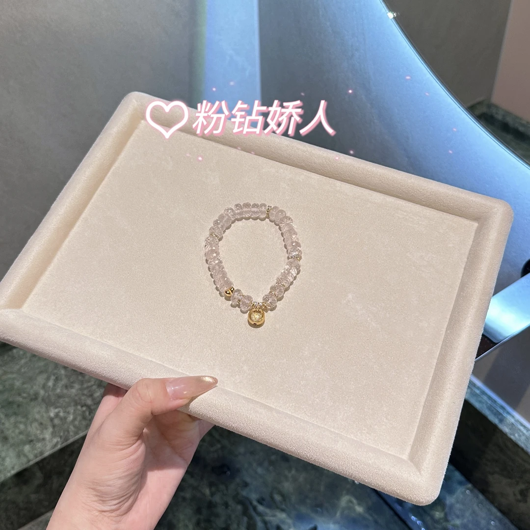 【粉钻娇人】天然水晶粉水晶算盘珠手串9m A733