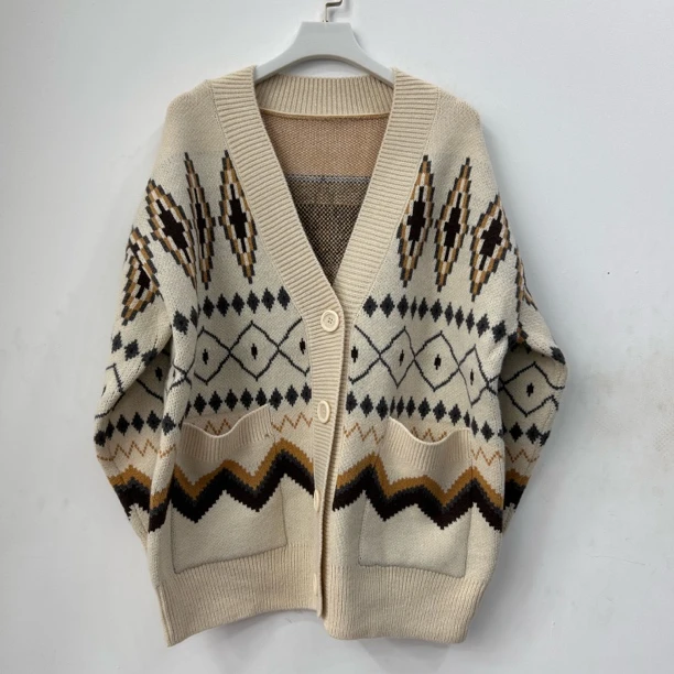 【名角服饰】【双包加厚开衫】时尚休闲秋冬均码提花宽松开衫