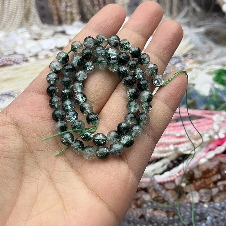 玛瑙/玉髓未镶嵌珠宝半成品一条6mm左右绿幽灵