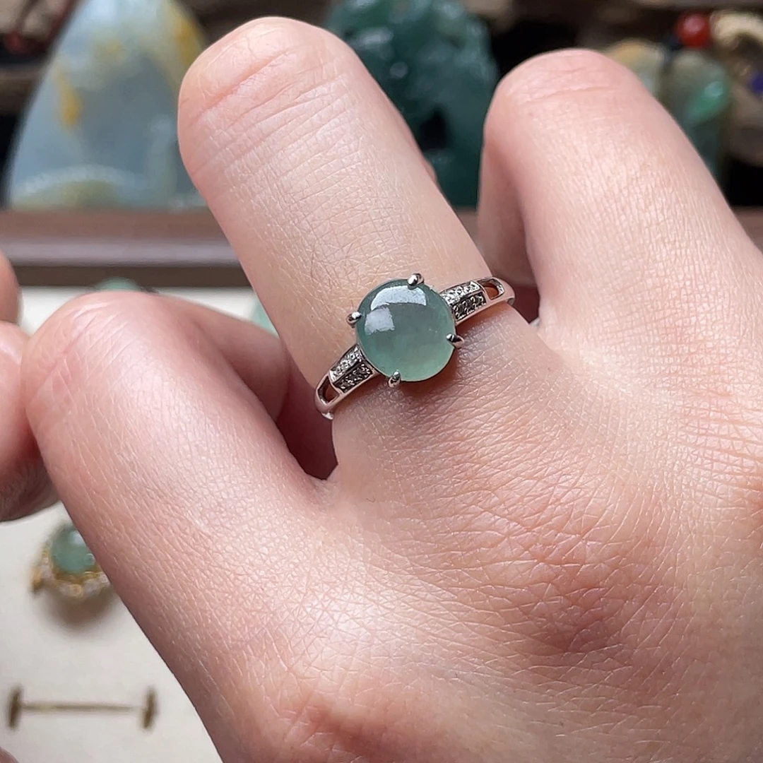 翡翠银S925镶嵌戒指戒指