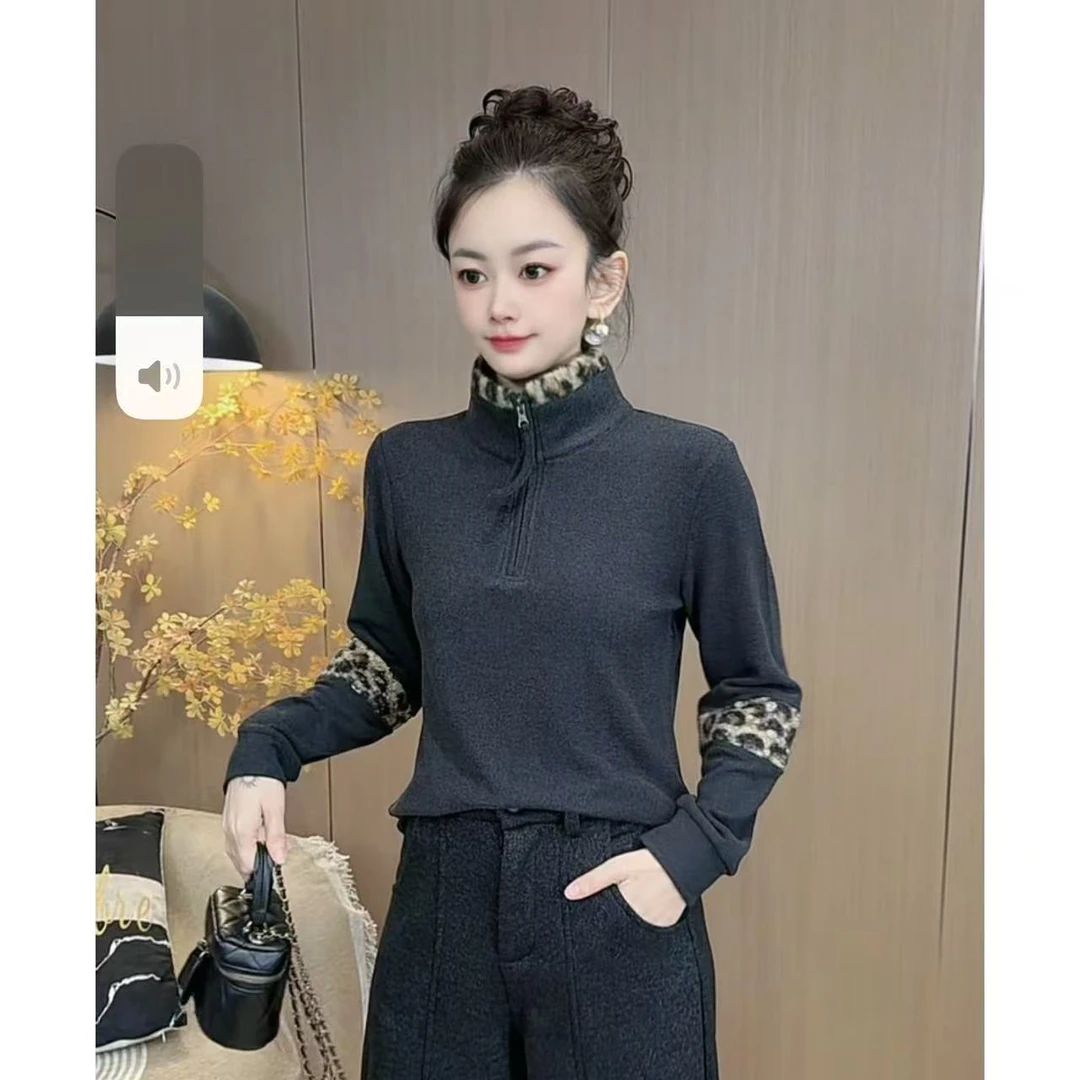 【1291】新品冬季立领拉链双面绒保暖修身显瘦长袖时尚百搭上衣