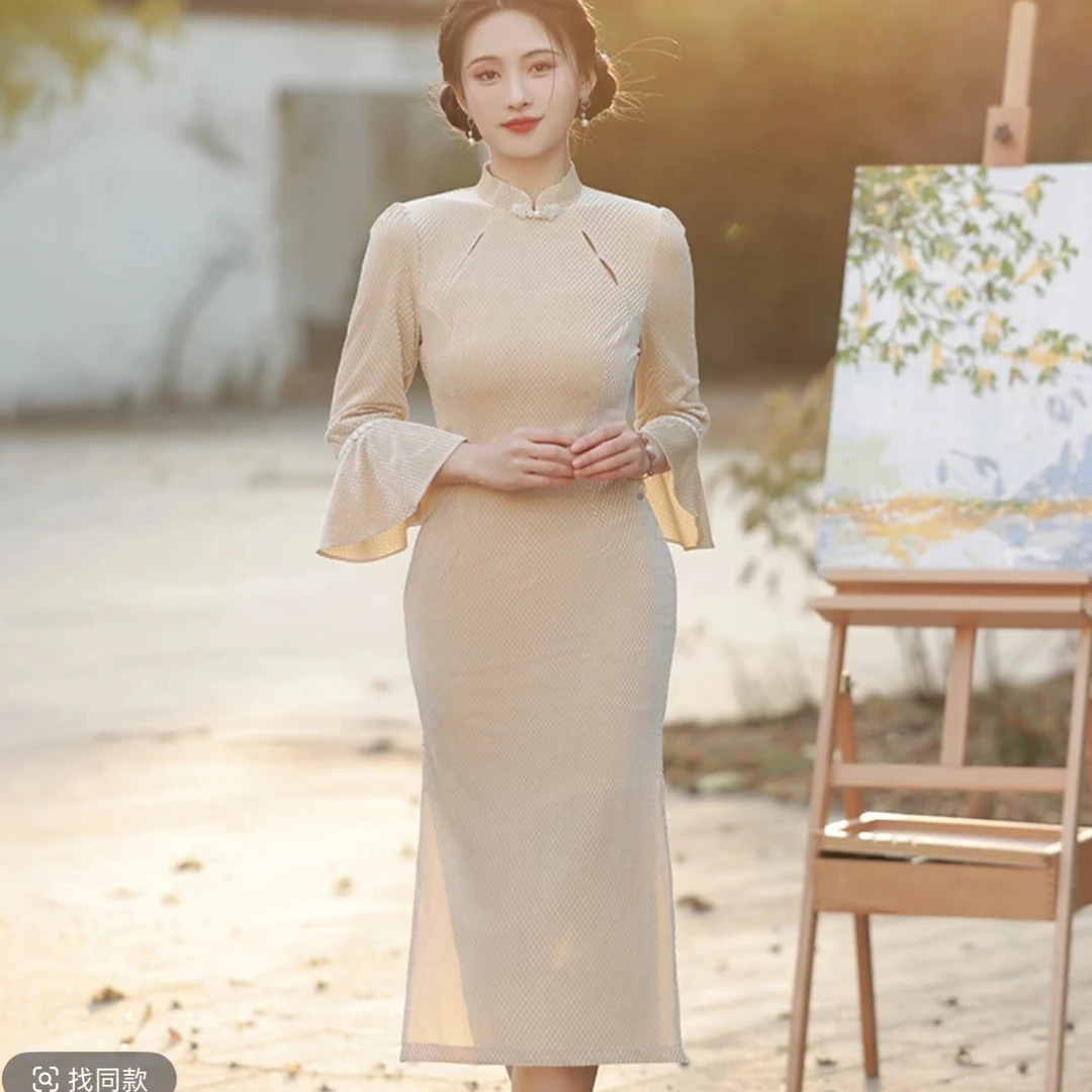 【2875 沐春风 】显瘦气质修身优雅复古中国风旗袍