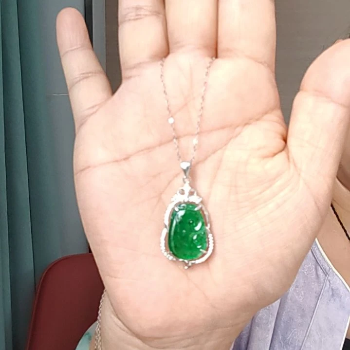 翡翠银S925镶嵌吊坠(赠链)吊坠