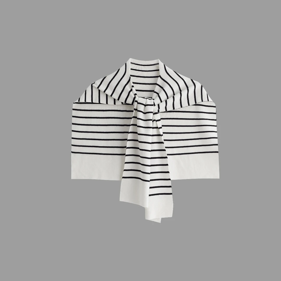 法式条纹秋季通用披肩显瘦常规护肩复古百搭外搭搭肩成人时尚