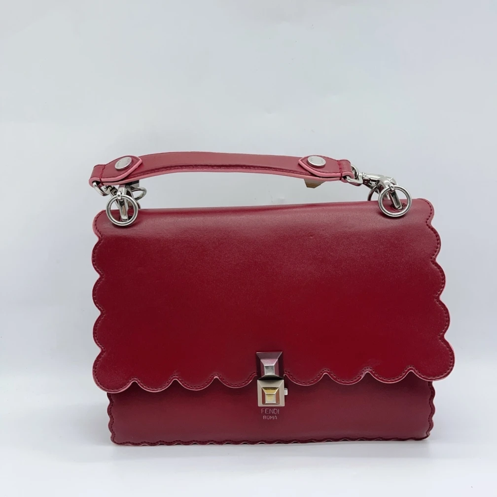 95新 FENDI/芬迪 红色饼干斜挎链条包 1482 4540