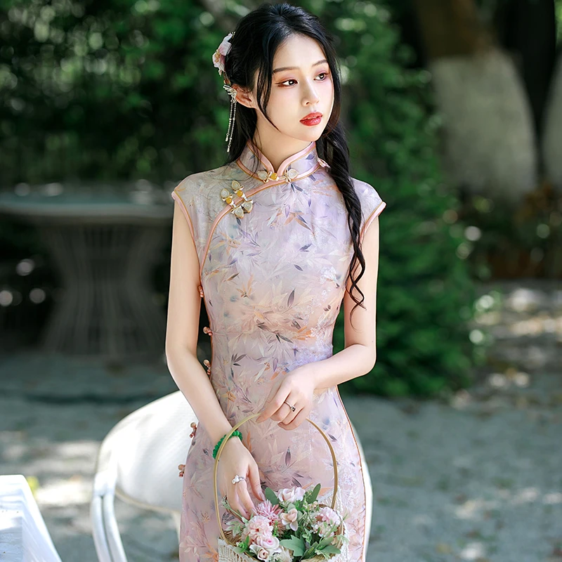 新中式旗袍日常可穿无袖高端2025夏季老上海改良裙子素雅国风礼服