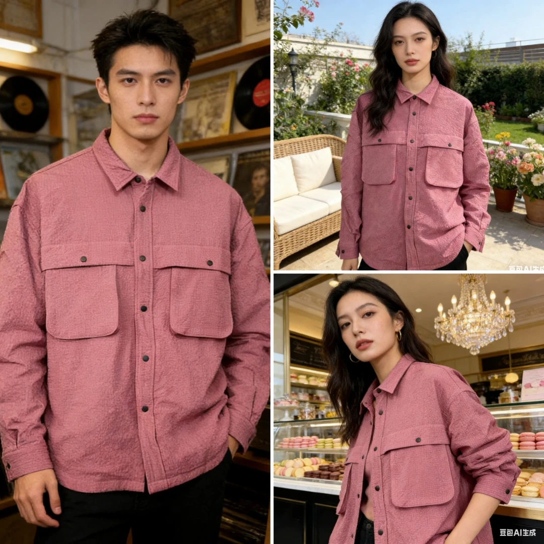 运动风长袖衬衫秋冬百搭宽松时尚HJ-349