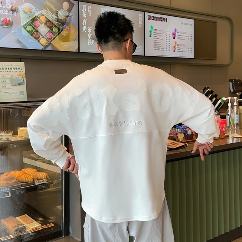 LKT.NINE美式潮牌宽松重磅百搭圆领秋冬卫衣男女同款长袖T恤7185