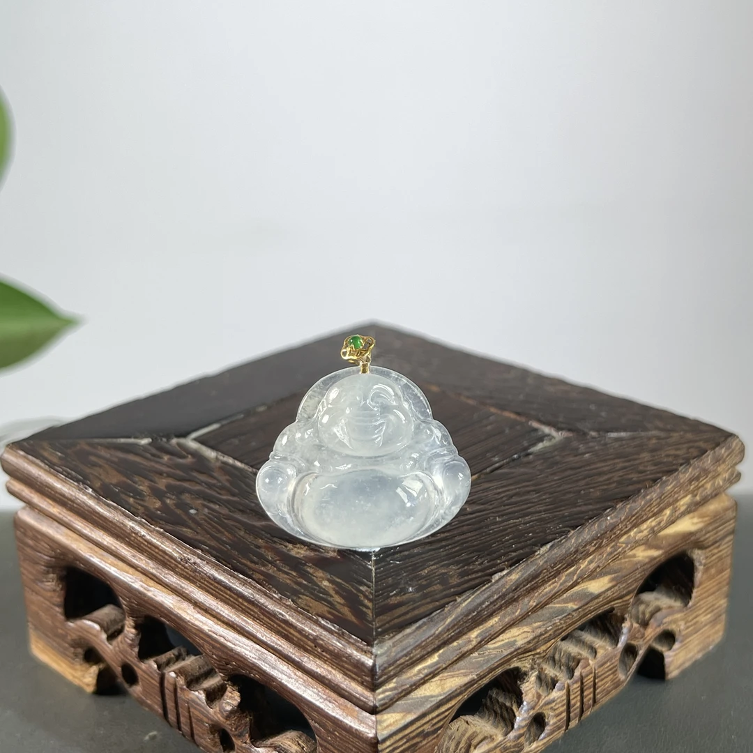 JGB27-106  天然缅甸A货翡翠  18K扣头佛公