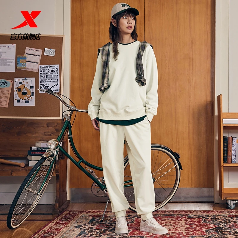 特步运动长袖针织套装男女经典卫衣运动宽松休闲透气潮流款舒适户