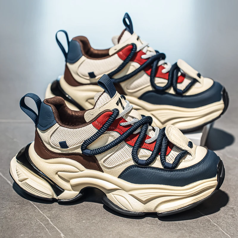 男鞋2025新款冬季增高软底休闲跑步运动鞋男士高级感复古老爹潮鞋