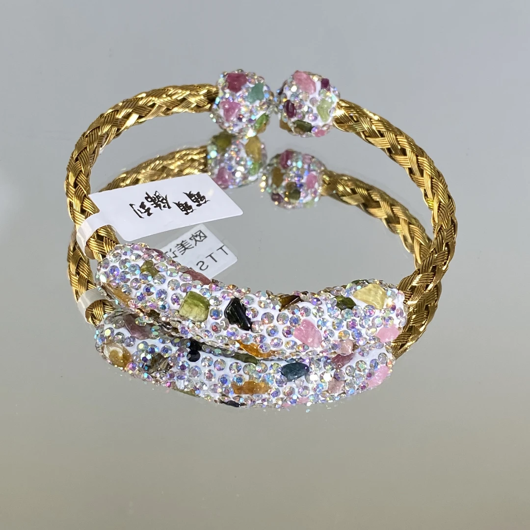 铜合金合成锆石手镯 TTSD 白色时尚个性法式百搭手镯 2024