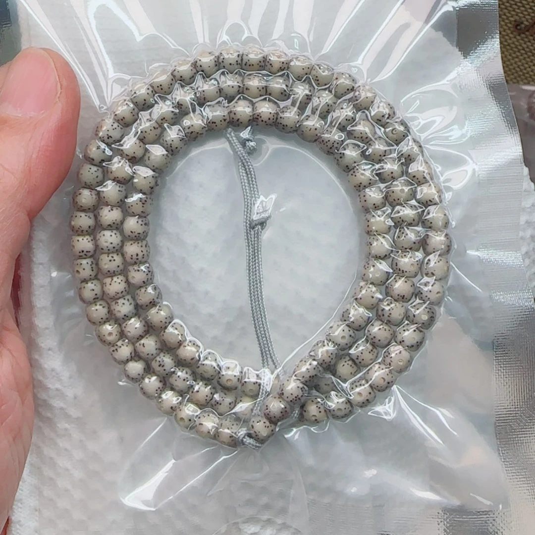 星月菩提手串灰皮果冻针尖星108-6*5