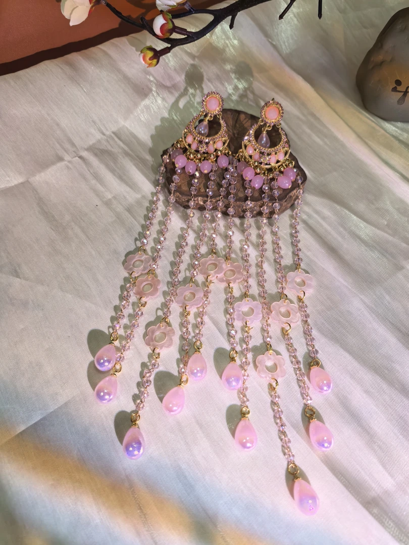 铜合金仿水晶耳饰 【人鱼公主】原创自制新中式耳环