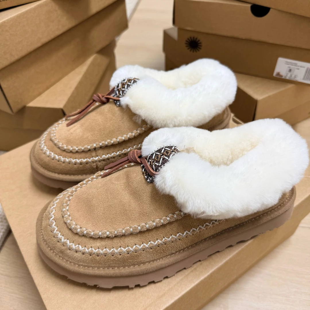 【平口阿尔派薄底雪地靴】桑坡纯羊毛皮毛一体雪地韩系时尚雪地靴