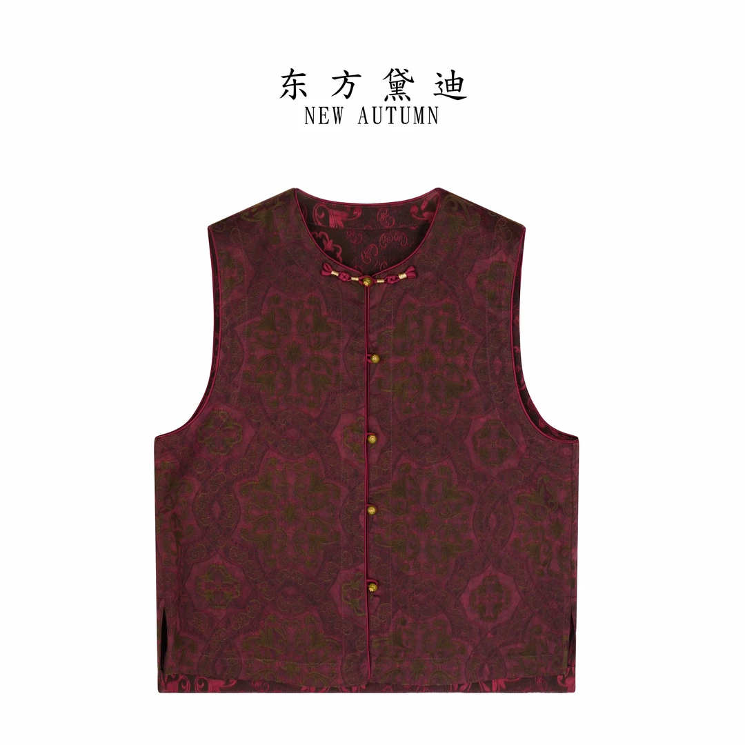 东方黛迪 【敦煌飞天】新中式大气优雅刺绣马甲PO41860
