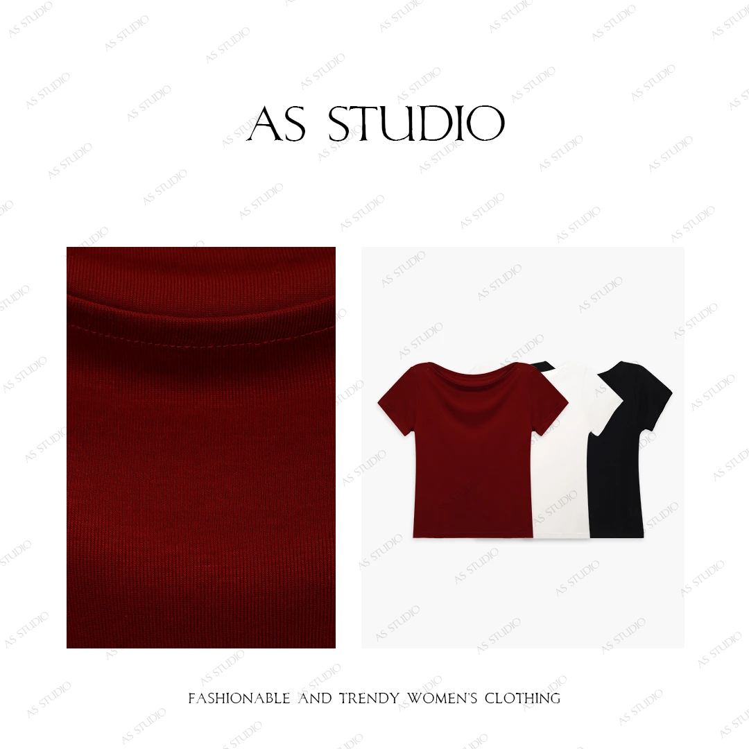 【AS冰蚕丝】25新时尚一字领宽松软糯百搭短袖AS25XTX00823