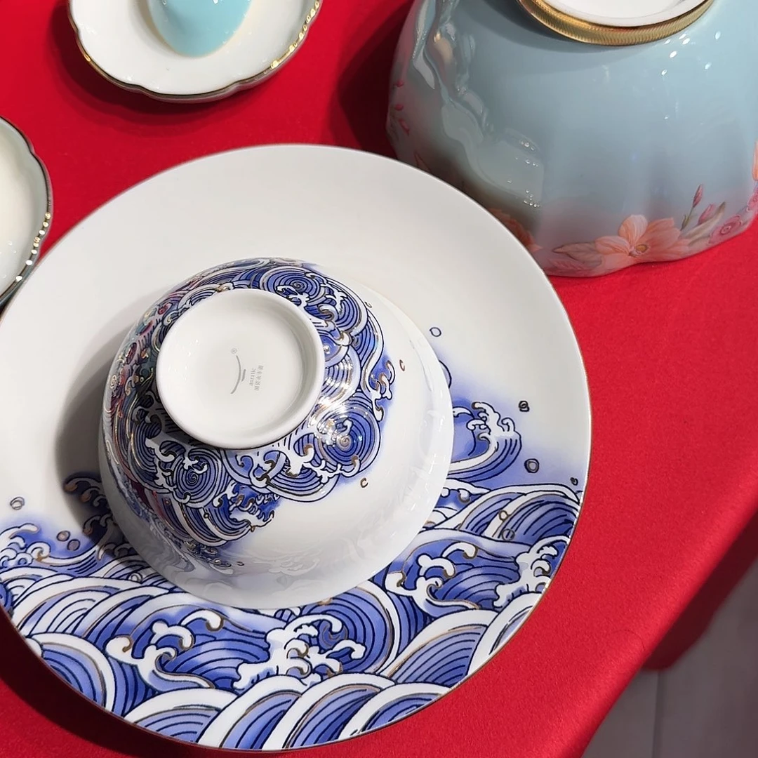 盘远帝王盘2炖盅海1四1石榴大汤碗套