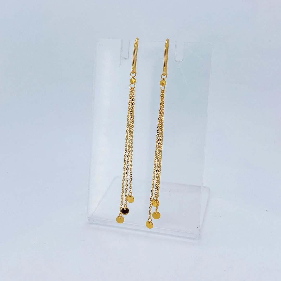 足金999黄金圆形流苏耳钩2.61