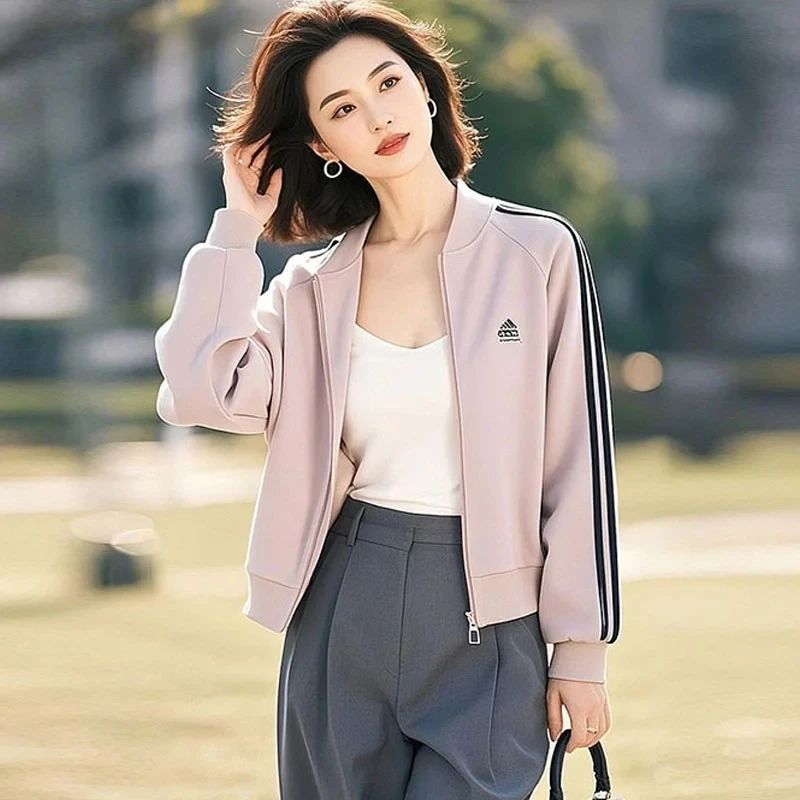 洋气减龄开衫卫衣女宽松2025春秋新款休闲百搭上衣粉色短款外套女