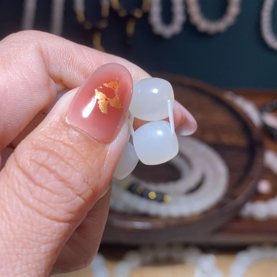 和田玉手串未镶嵌马****命卡10直切2颗珠子