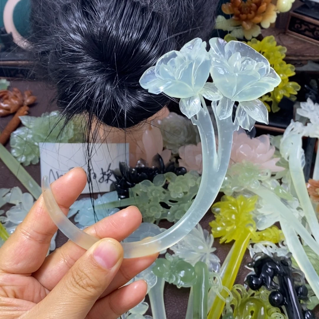 蛇纹石玉未镶嵌发饰