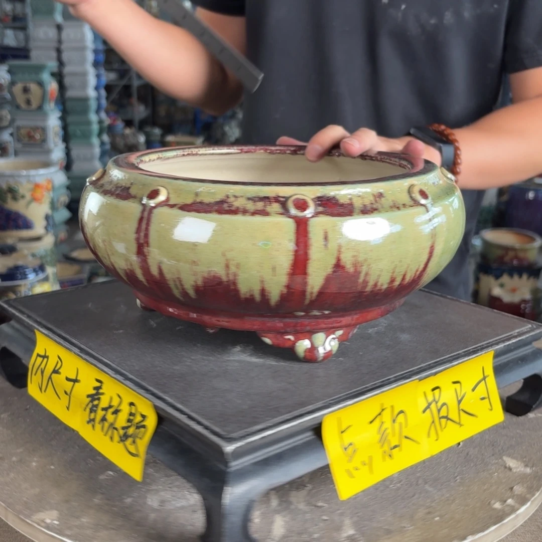 一风堂石湾花盆。针眼 小气泡 内口19*8