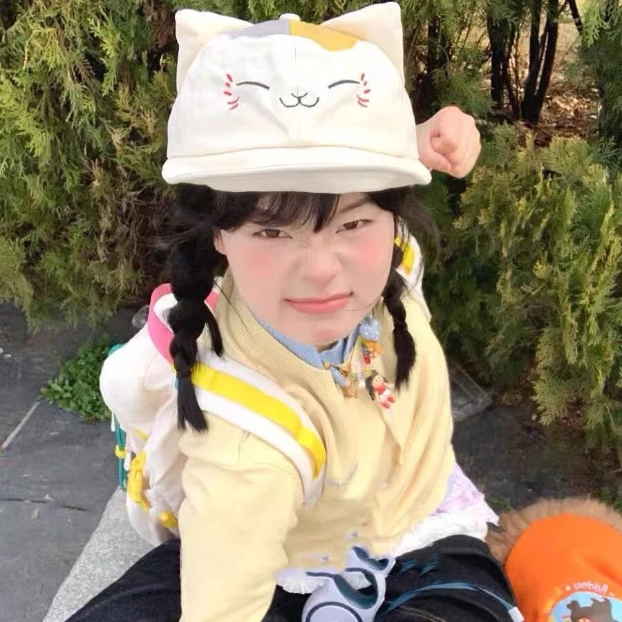 【咕噜】可爱小猫咪翻檐鸭舌帽子女夏季出游遮阳甜美百搭防晒棒球帽