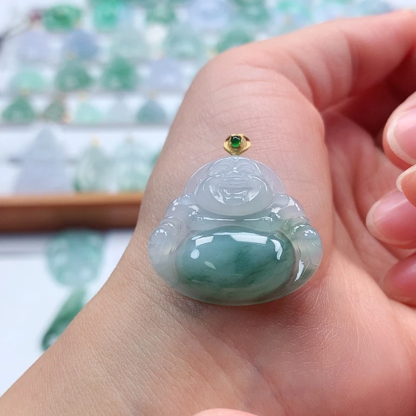 【闪购商品】翡翠吊坠(赠链)18K金镶嵌
