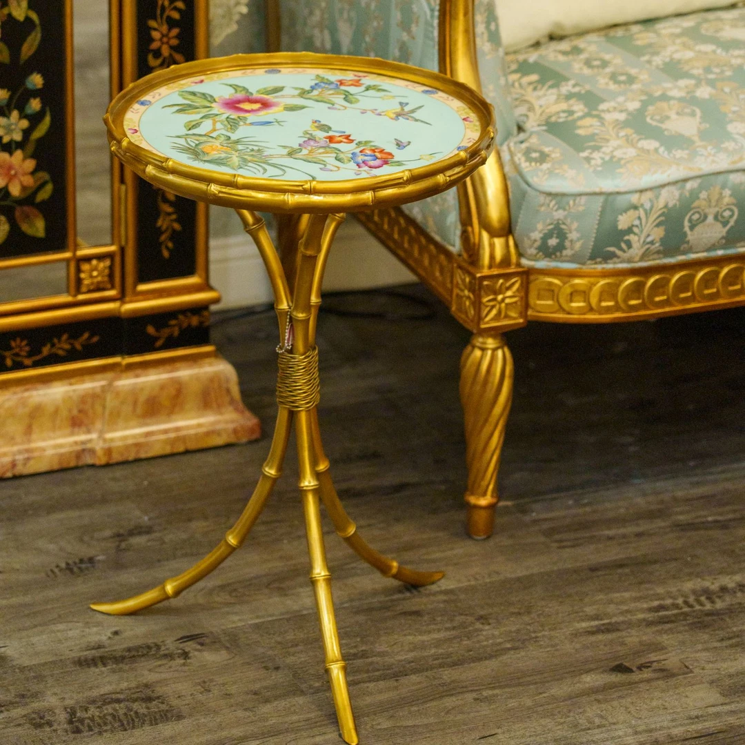 TY-castilian/卡斯特兰欧美法式客厅铜配瓷边几角几家具摆件C2417