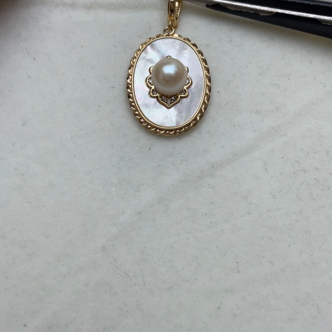 海水珍珠银S925镶嵌吊坠(不含链)