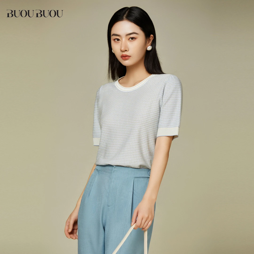 BuouBuou时尚格子流行舒适套头女式针织衫女BJ1A904