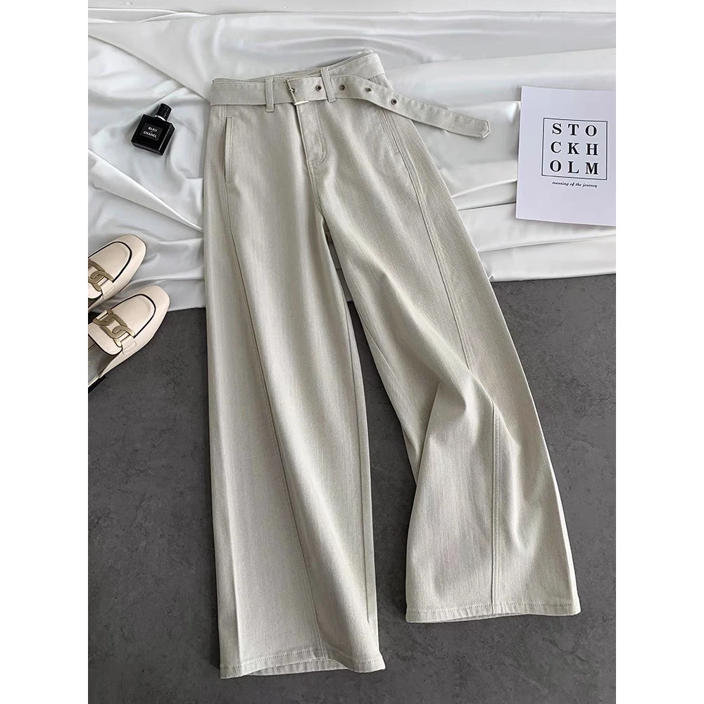 气质好的想转圈圈！阔腿牛仔裤女秋季新款高腰复古休闲宽松弯刀裤