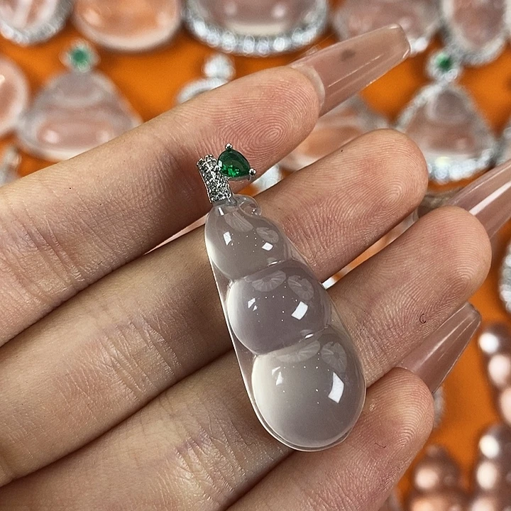 石英质玉银S925镶嵌颈饰