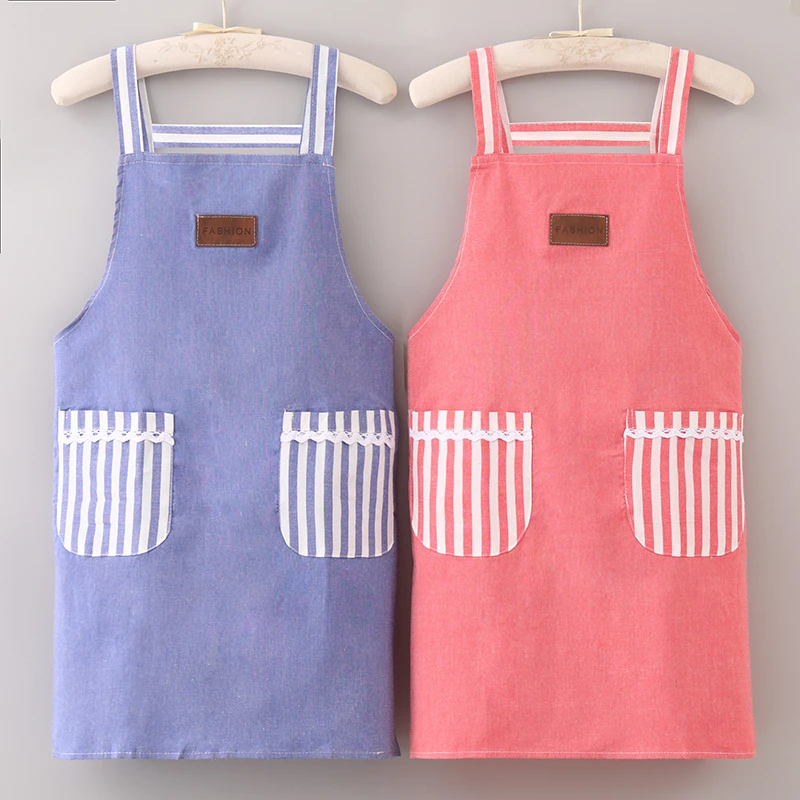 韩版透气小清新家用围腰减龄新款围裙干活耐脏耐磨舒适罩衣工作服