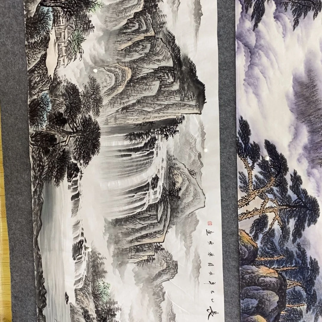 勇***涯横款源远流长小八尺家居山水画