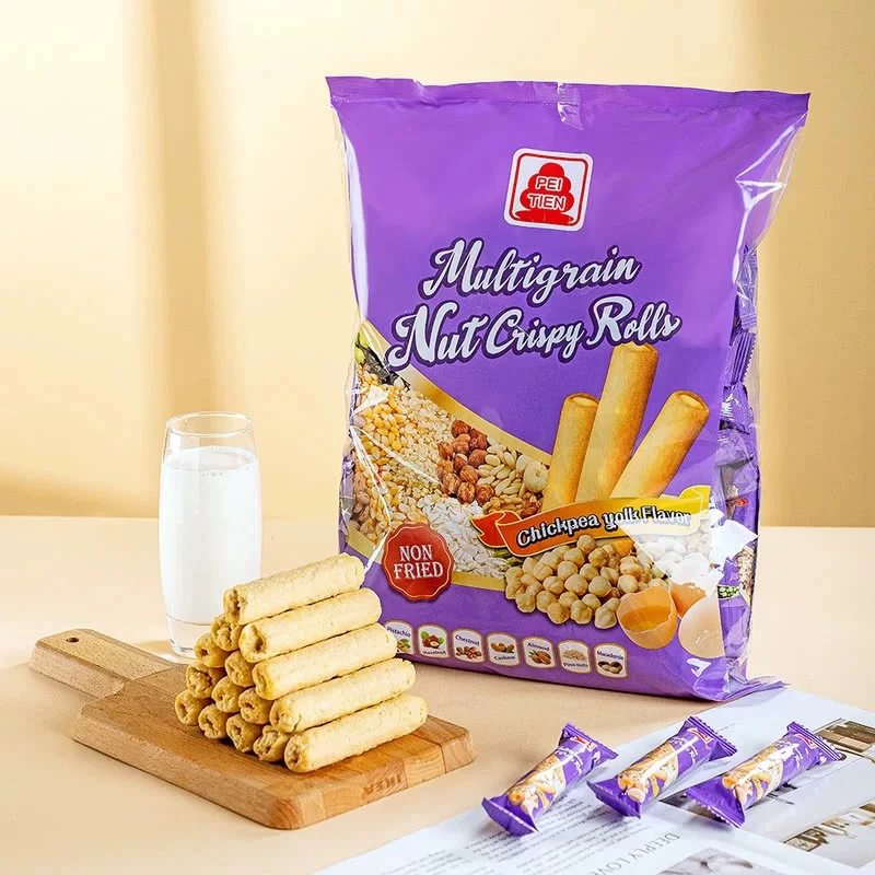 北田综合谷物坚果香脆卷(膨化食品) 鹰嘴豆蛋黄口味 680g(10g*68)六一儿童节零食