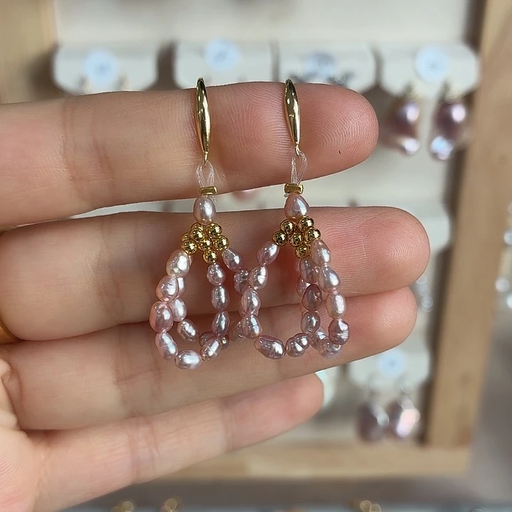 银S925镶嵌淡水珍珠耳饰