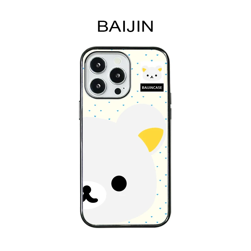 白瑾原创爱心小熊超薄亚克力适用iPhone16promax苹果15PRO手机壳