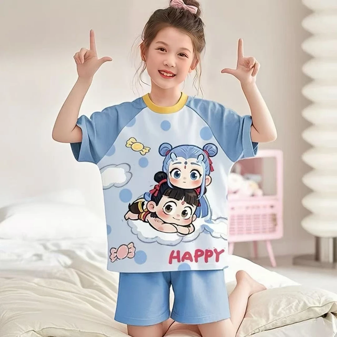 家居服套装夏天空调服睡衣薄款短袖25新款哪吒学生夏季韩版家居服