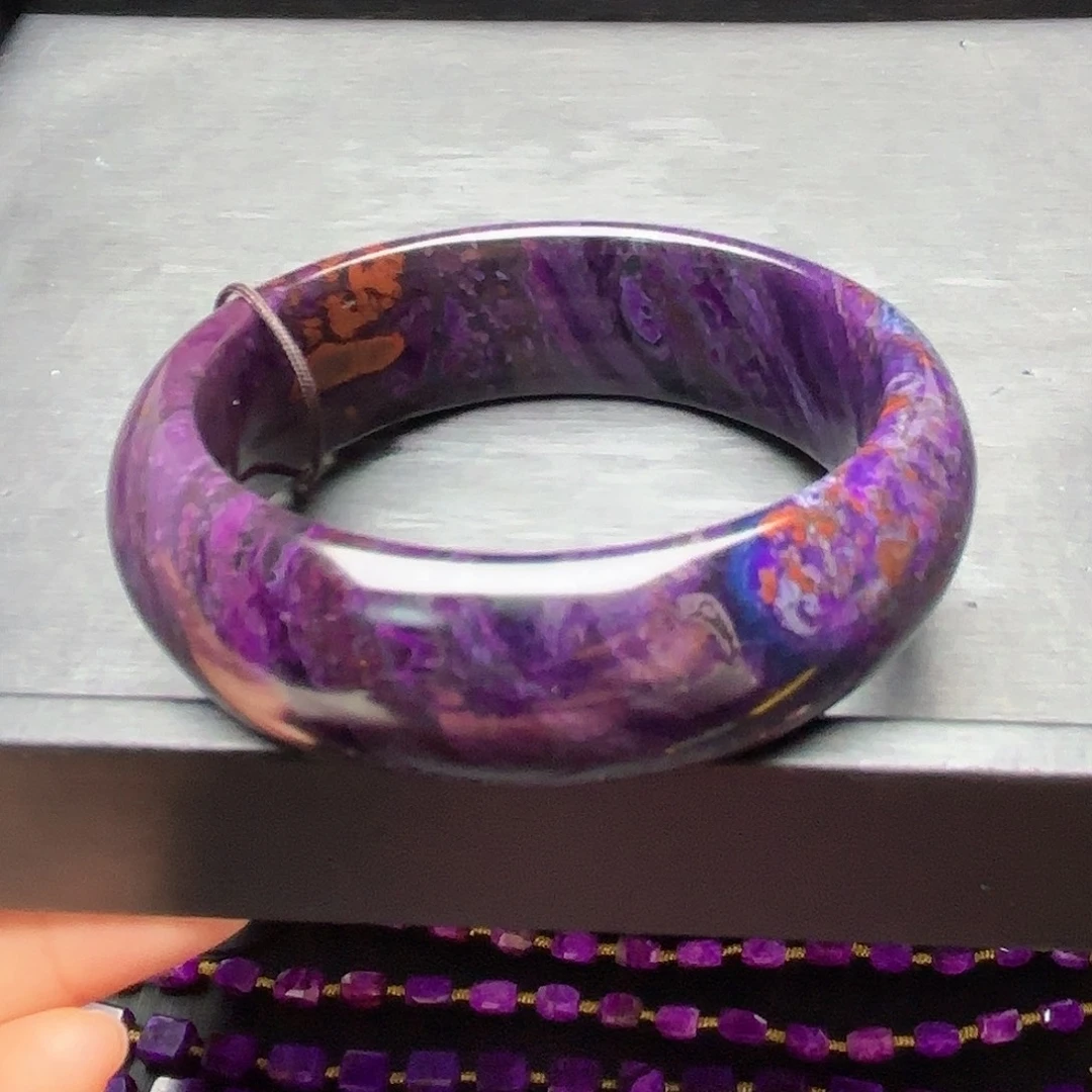 苏纪石（舒俱来）未镶嵌老油艳紫手镯58.7圈口
