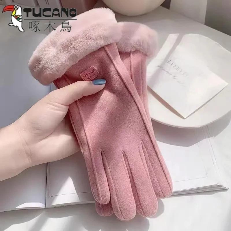 【现货秒发】冬季手套女加绒加厚保暖学生骑行防寒开车防冻触屏手套