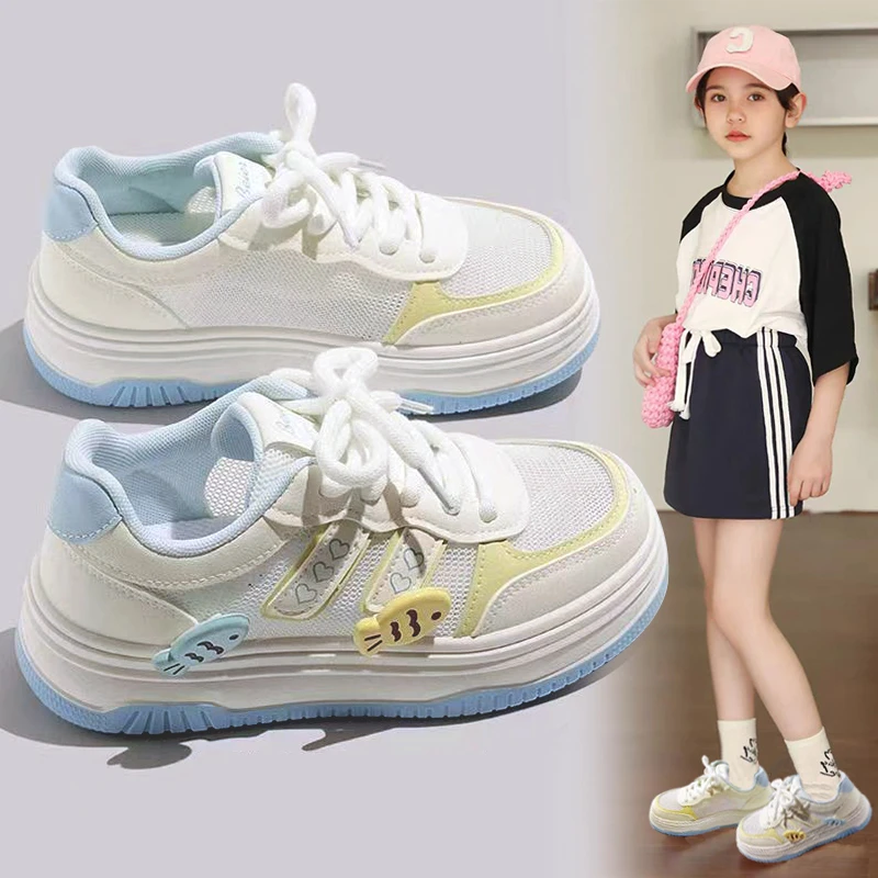 女童运动鞋2025新款春秋透气女孩网面鞋小白鞋中大童板鞋儿童鞋子