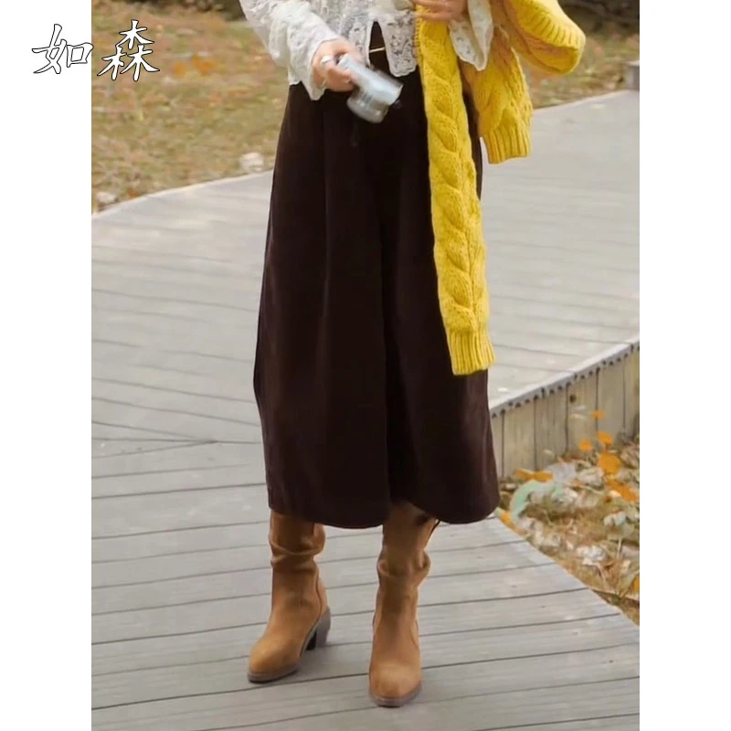 韩系百搭慵懒风穿搭长裤女2025秋季新款舒适休闲度假风显瘦阔腿裤