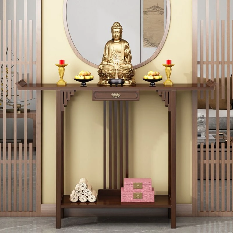 中式佛台香龛家用供台桌观音像财神爷供桌简约香案靠墙端景台条案