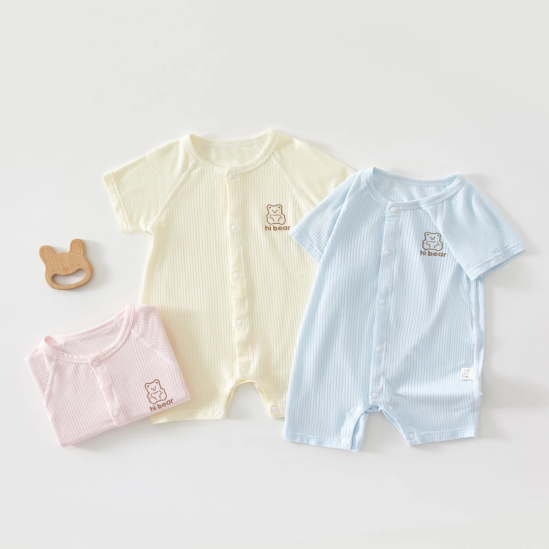 婴儿长袖连体衣幼儿夏季薄款透气夏装哈衣睡衣外出服宝宝空调夏天